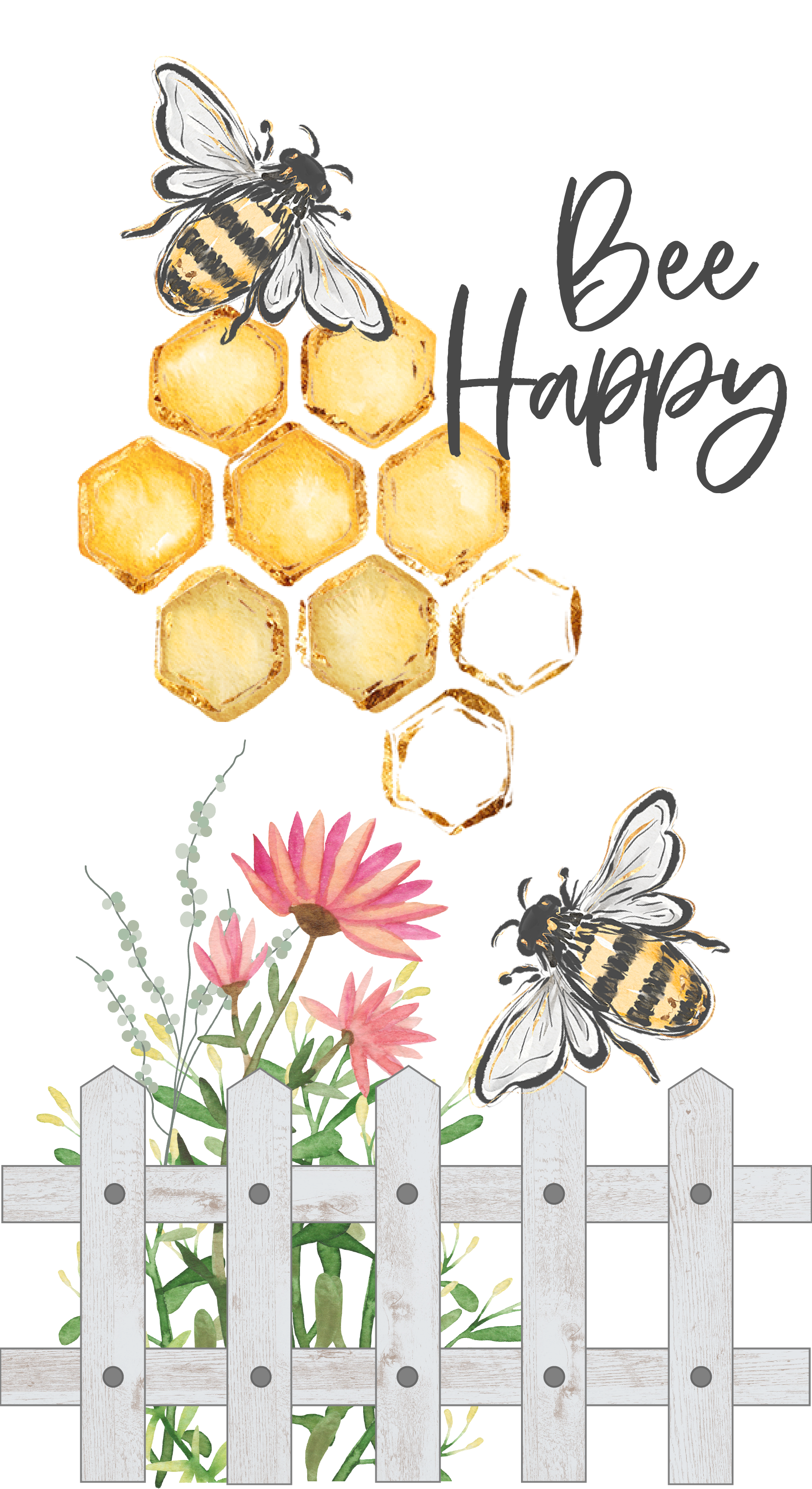 Bee Theme Waffle Weave Tea Towels