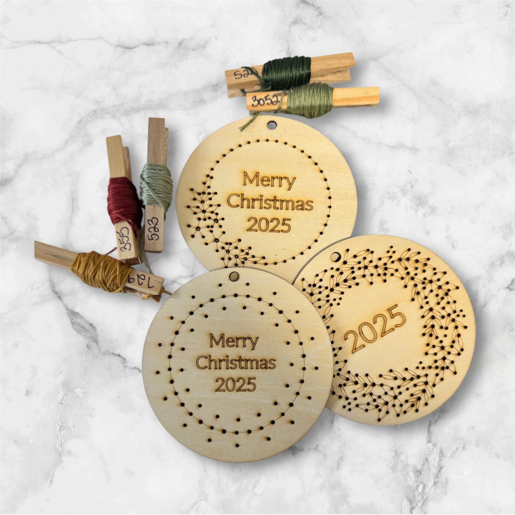 Wooden Embroidery Ornament Set