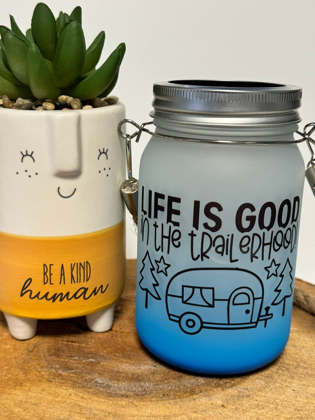 Solar LED Light Ombre Mason Jar Lantern