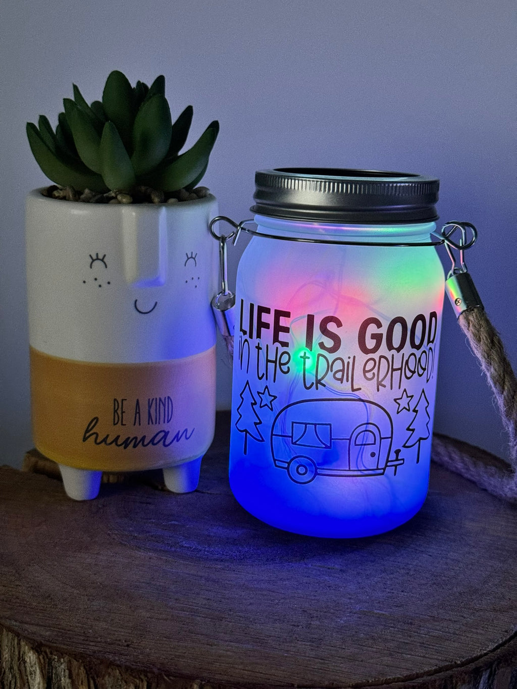 Solar LED Light Ombre Mason Jar Lantern