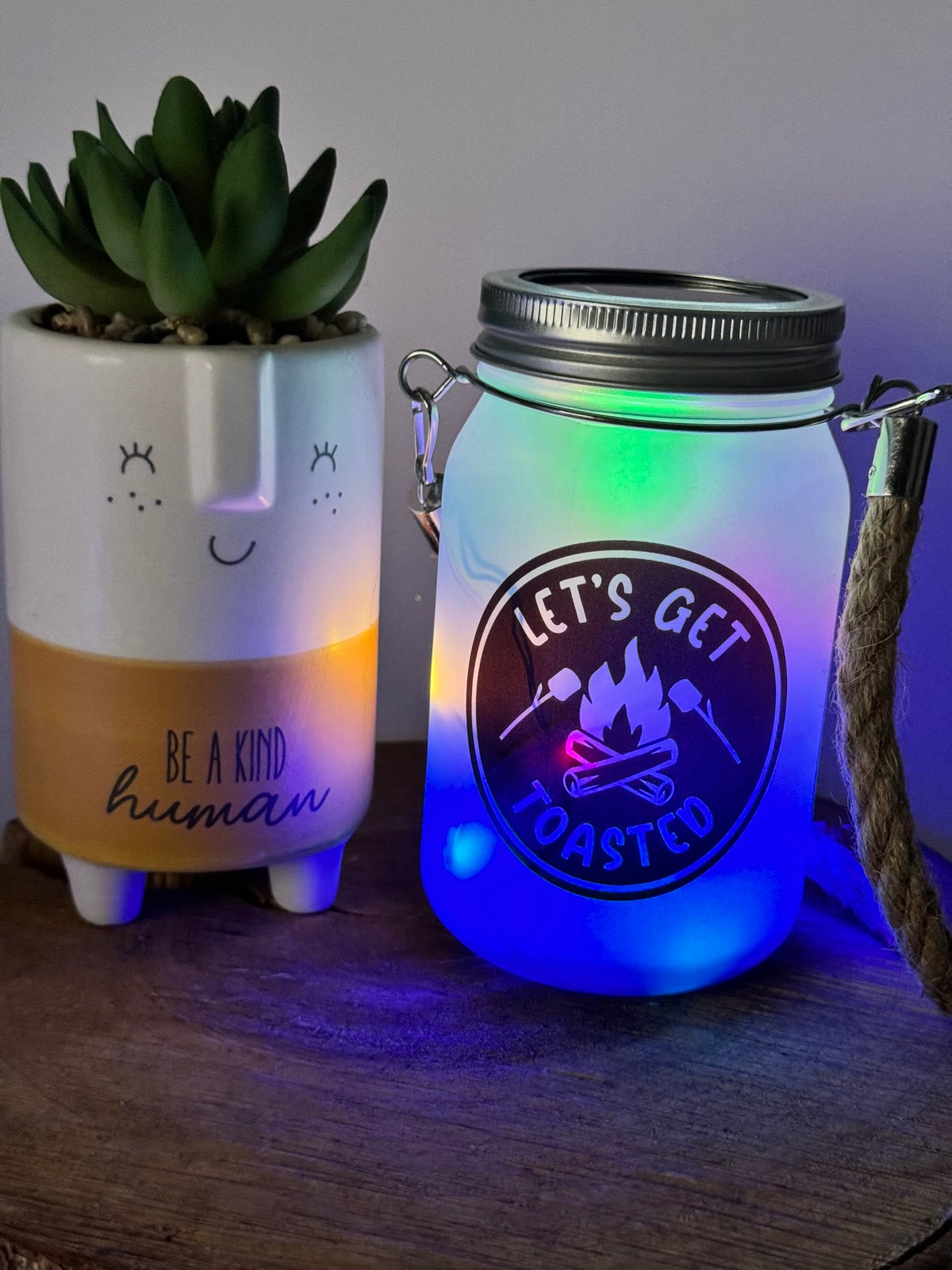 Solar LED Light Ombre Mason Jar Lantern