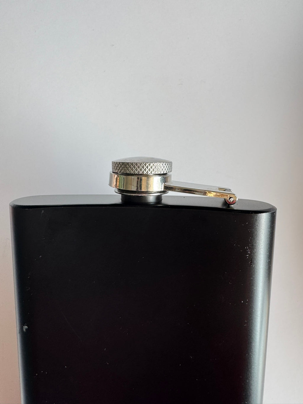 8 oz Black Stainless Steel Laser‑Engraved Flask Set