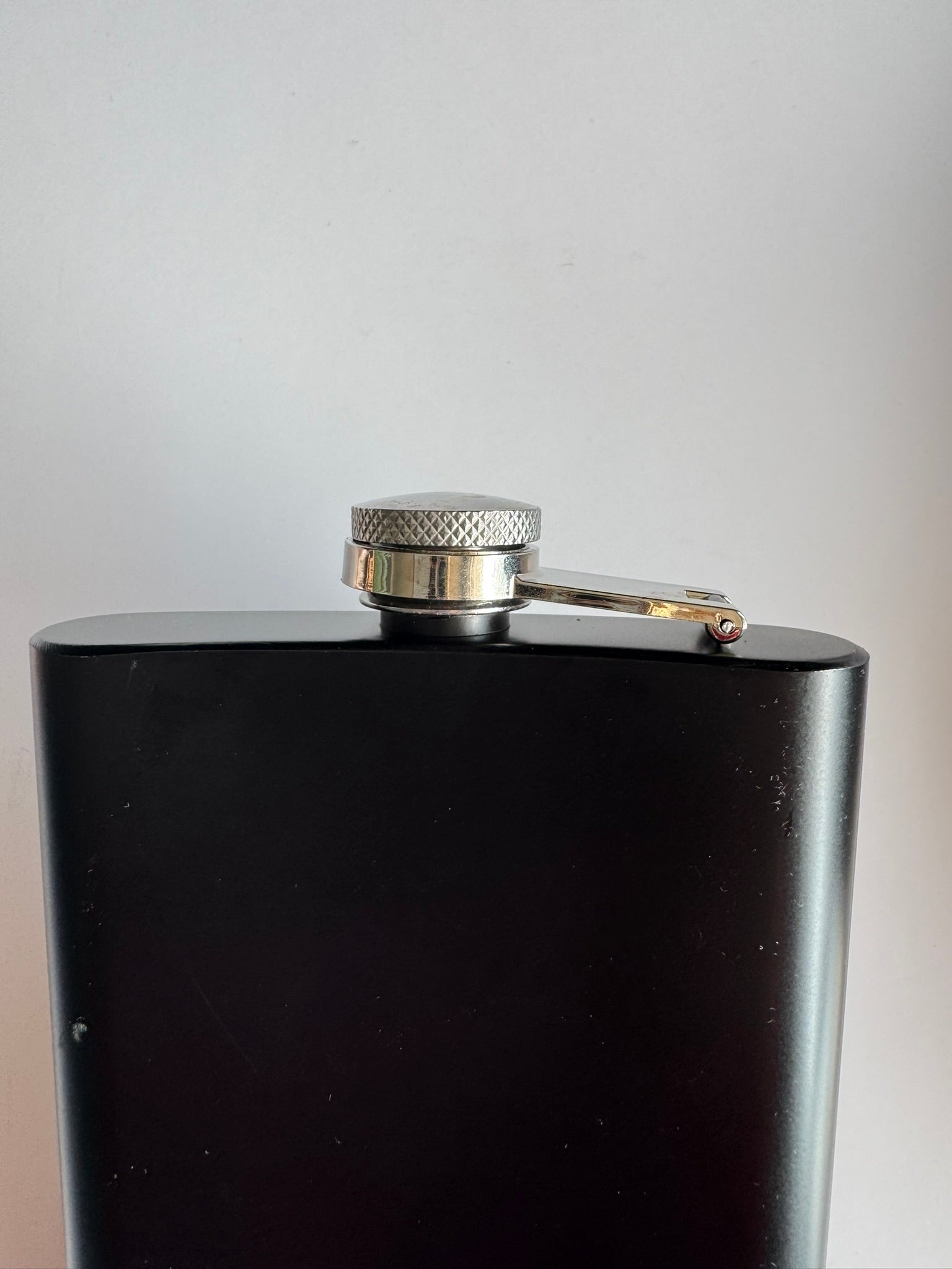 8 oz Black Stainless Steel Laser‑Engraved Flask Set