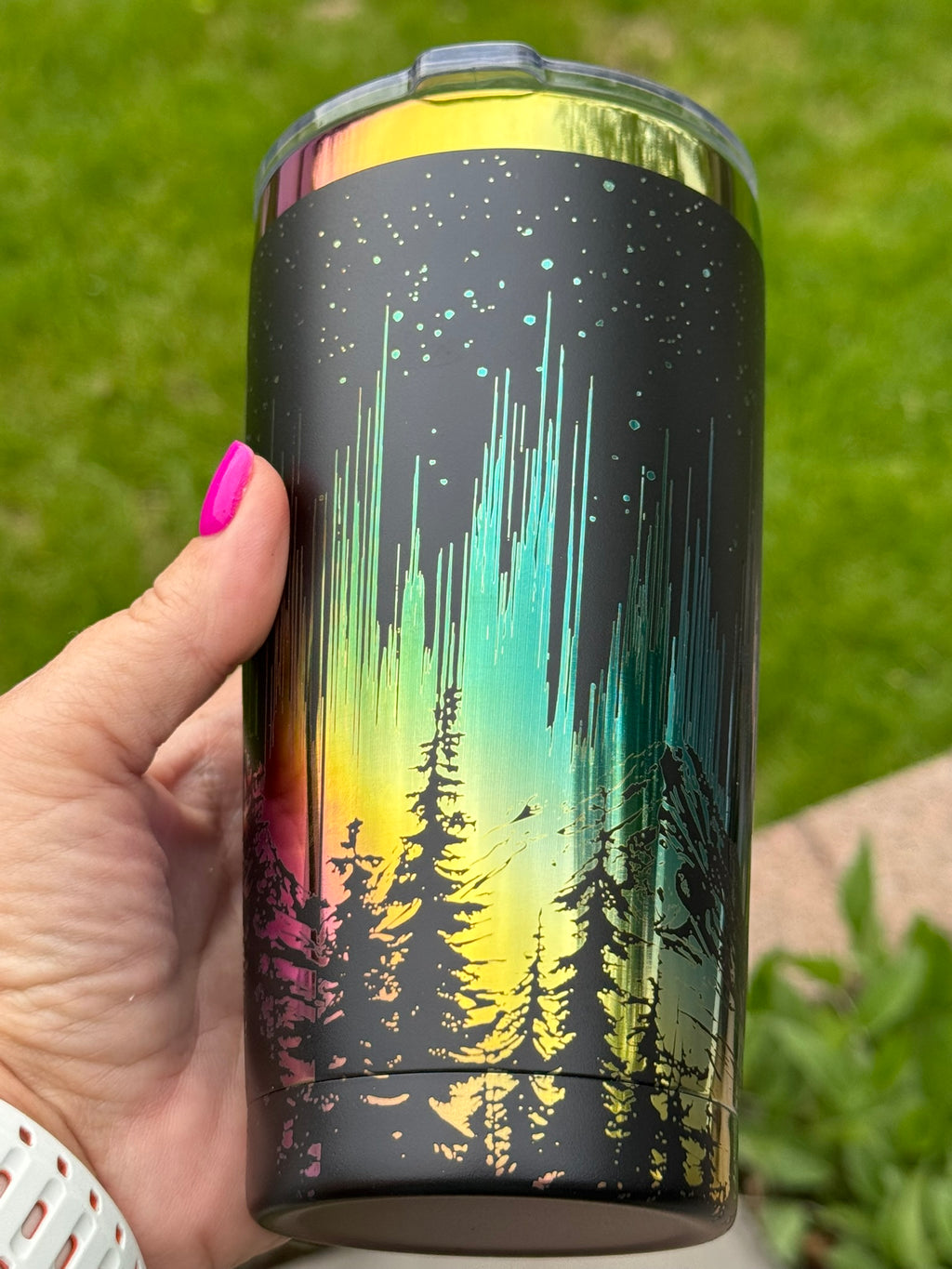 20oz Laser engraved Rainbow Underlay