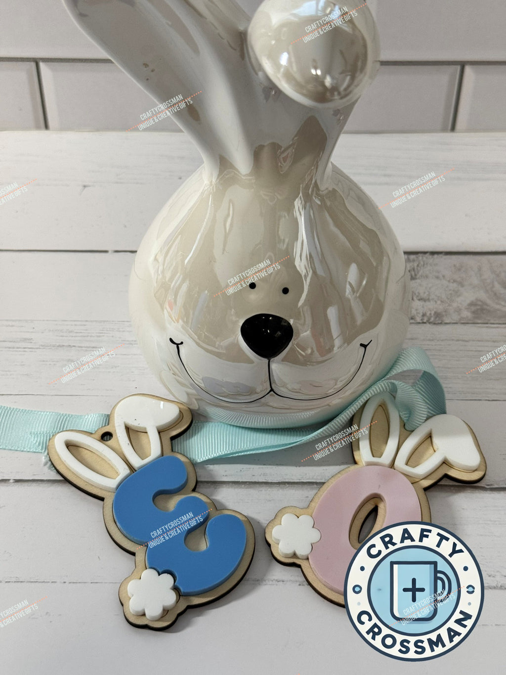 Bunny Initial Easter Basket Tag