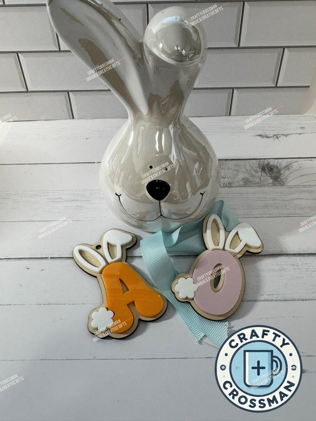 Bunny Initial Easter Basket Tag