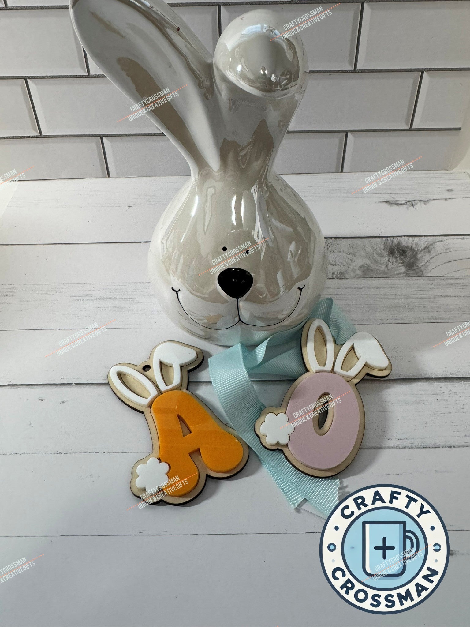 Bunny Initial Easter Basket Tag