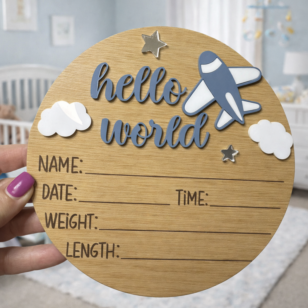 Hello World Birth Announcement Plaque